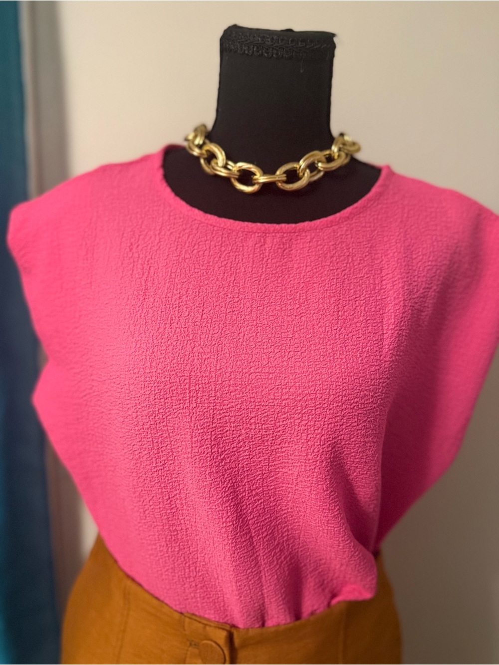 SHEIN Bright Hot Pink Textured Tank Top
